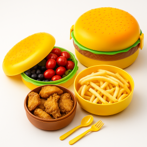Kids Lunch box tiffin box for school burger shaped meal it box large lunch box